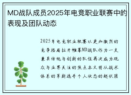 MD战队成员2025年电竞职业联赛中的表现及团队动态